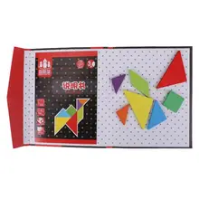 Деревянный магнитный Танграм головоломки пластины дети IQ Ранние обучающие игрушки, подарки дети мозговой вызов Волшебная книга