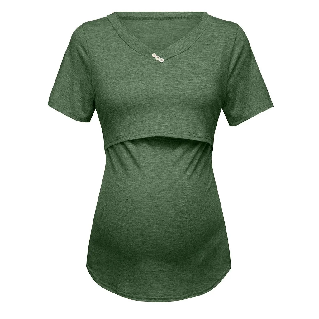 Однотонная футболка для беременных женщин; топы с короткими рукавами для грудного вскармливания; Одежда для беременных; летние футболки
