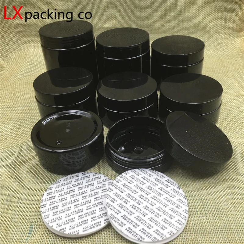 

30PCS 30ML 50ML 80ML 100ML 150ML 200ML 250ML Jar Plastic Black Empty Bottles Dark Light Spice Packaging Container Free Shipping