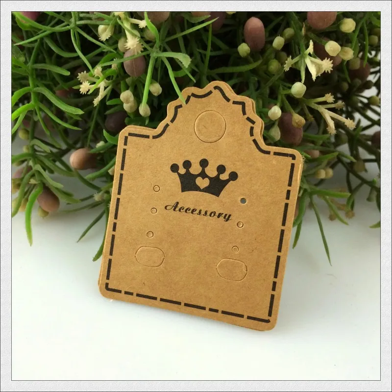 The Sole Custom Earring Packaging Card ! 500pcs Brown Paper With Crown