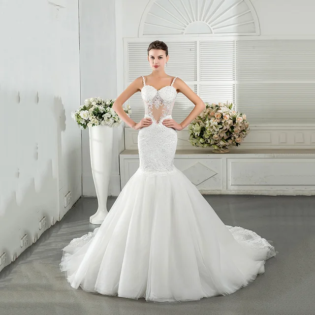 Women 2016 Real Sample Mermaid Wedding Dresses See Through Women 2016 Real Sample Mermaid Wedding Dresses See Through Backless Sweetheart Sequins Puffy Tulle Skirt