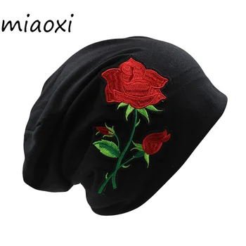 

[miaoxi] Good Sell Women Beanies Fashion Floral Rose Love Hat Cap For Girl Beauty Spring Winter Bonnet Ladies Cotton Beanies