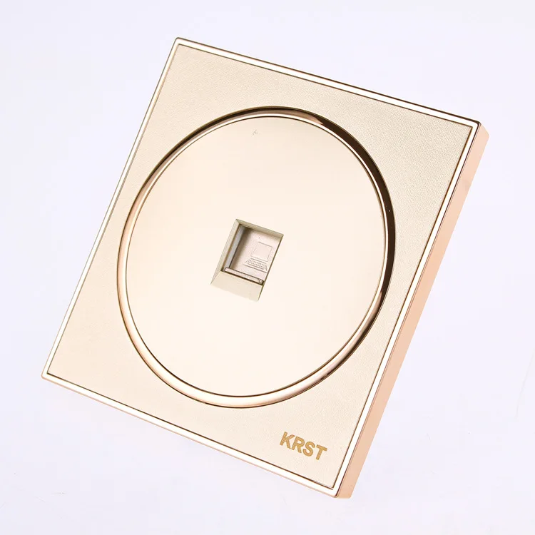 

Wall Switch Socket, 86-Type High-End Home Decoration Round Extreme Gold Piano Paint, Network Cable Computer Socket Panel, 10A PC