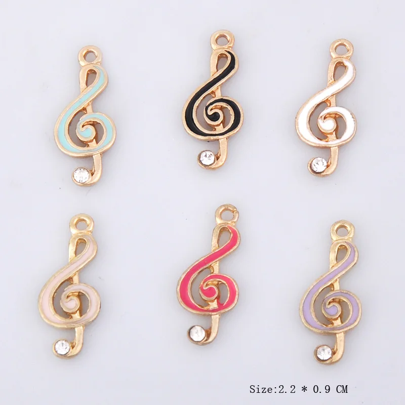 

10pcs 10x22mm Korean accessories enamel musical notes charms music pendant for necklace earrings bracelets handmade DIY material