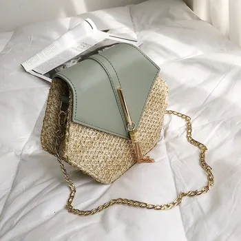 

Straw leather Handbag Vintage Beach Bohemia Bag Shoulder Bag Messenger Drawstring Women Straw Crossbody Bag Ladies Drop Shipping