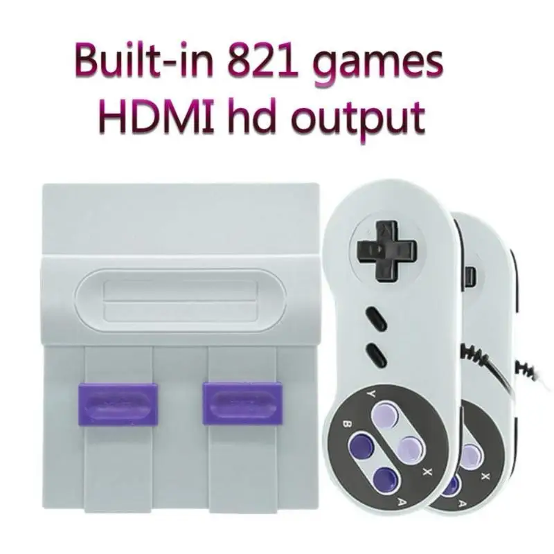 HDMI ТВ Видео игровая консоль ручной ретро семейная игровая консоль встроенный 821 классический для SNES игр двойной геймпад PAL& NTSC Прямая поставка