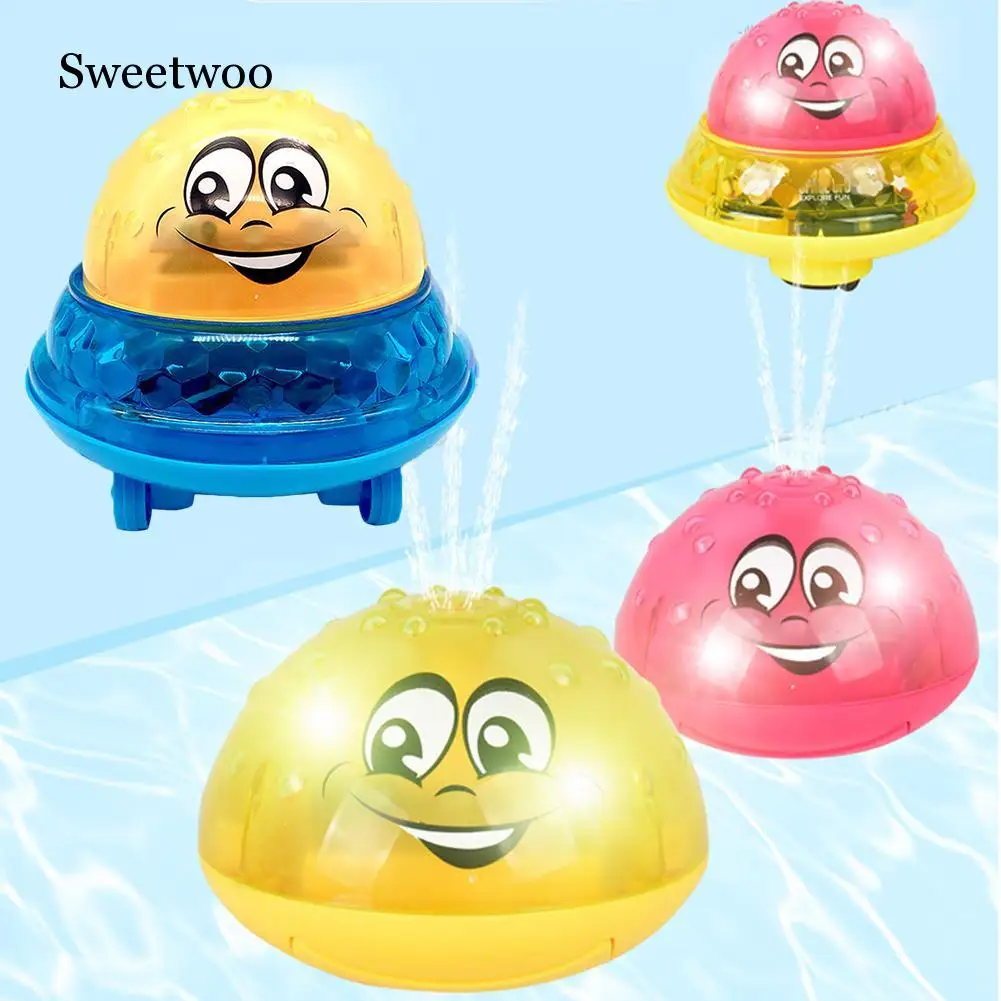 Electric Sprinkler Water Spray Toy Light Music Rotate Water Bath Toy Funny 3D Space UFO Water Spray Toy Children Swimming Toy