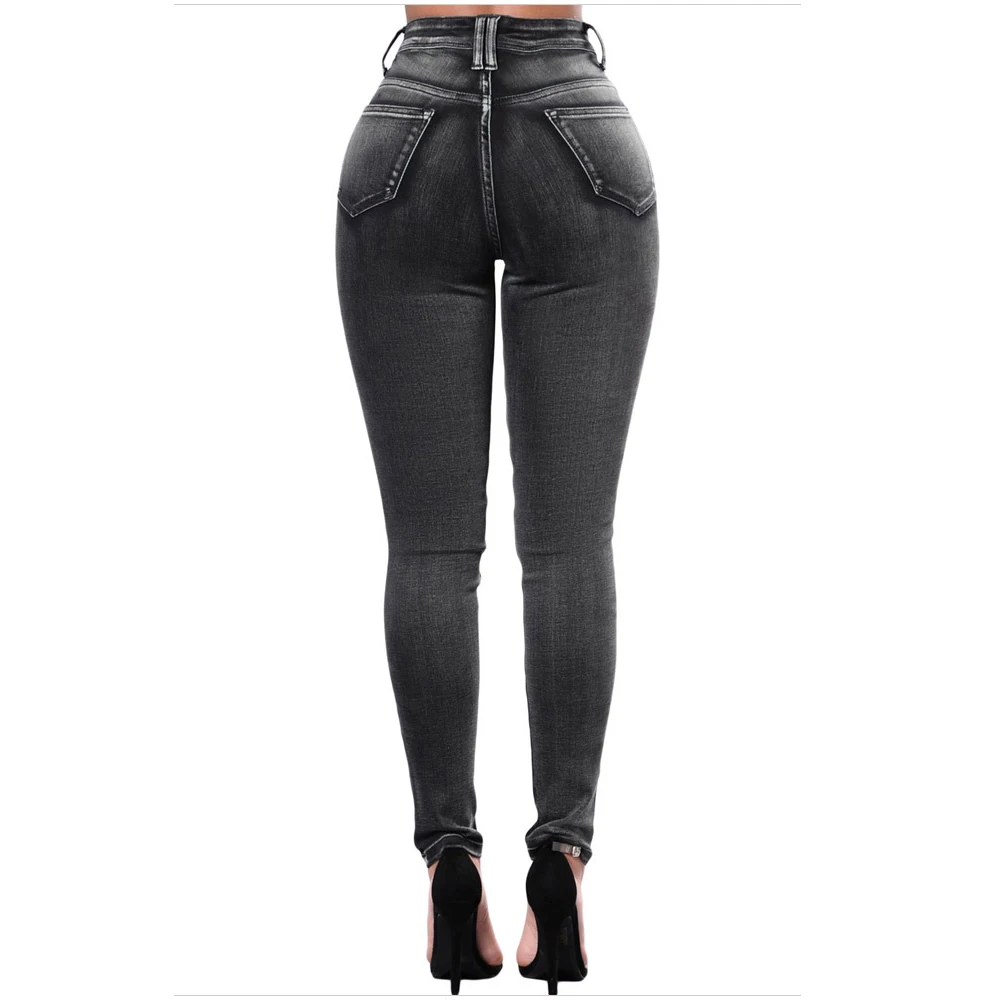 Женские брюки-карандаш большого размера Элегантные повседневные облегающие брюки большого размера модные выдалбливающие джинсы