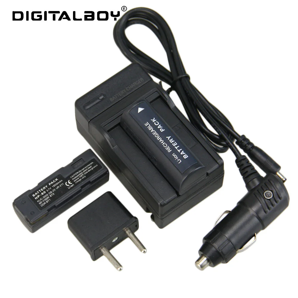 Digital Boy 3Pcs 1800mAh NP 80 FNP 80 FNP80 Camera Battery+Charger+Car