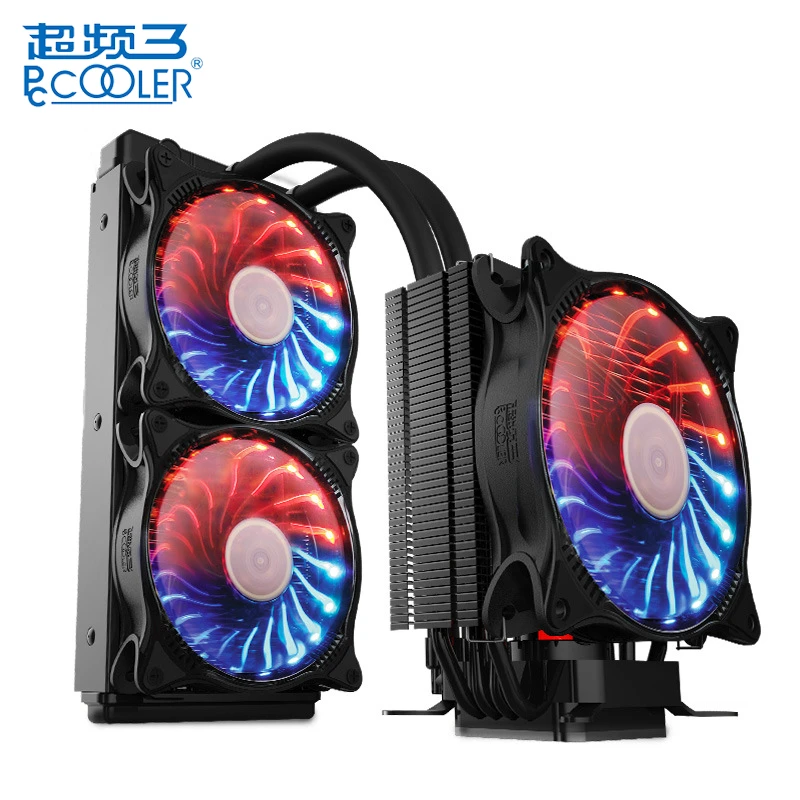 

PCCOOLER CPU Radiator Starry Sky Intelligent Temperature Control PWM Dual Fan CPU Cooler Air Water Cooling Fan Quiet Radiator