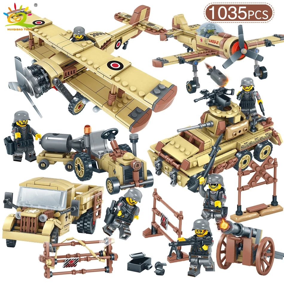 Koop 4in1 WW2 Militaire SWAT Solider Vliegtuig Model Bouwstenen Compatibel Legoed Tank Truck Special Forces Figuur Auto Bricks Speelgoed