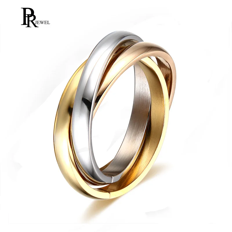 

3pcs Women's 3mm Stainless Steel Stacking Rings Silver Gold Rose Tone