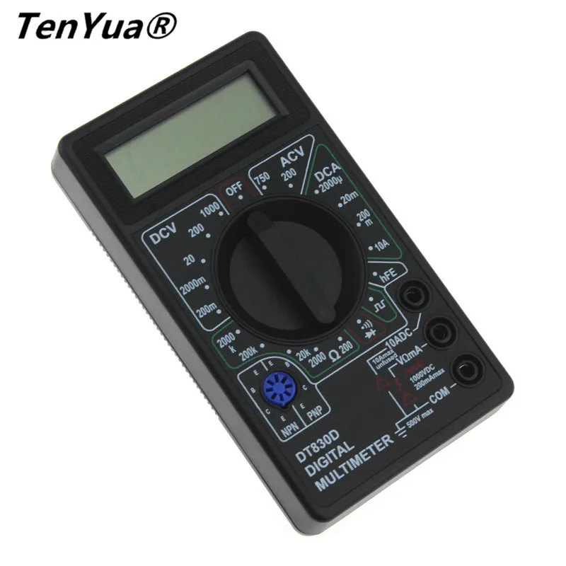 

TenYua Portable Mini Digital Multimeter voltmeter Voltage Ampere Ohm Tester Buzzer Overload protection Safety Probe DC AC LCD