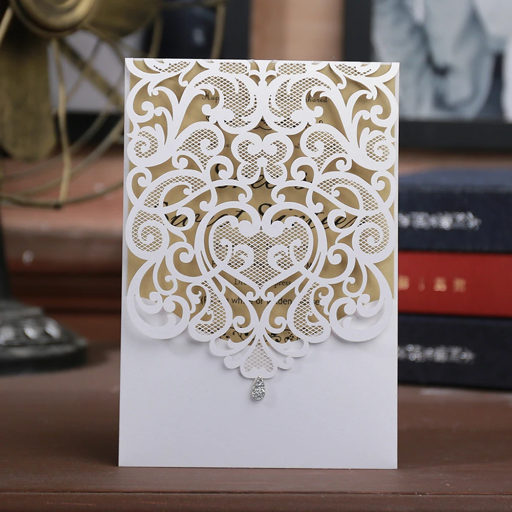 Laser cut lace pattern wedding invitations cards anniversary sale 2018