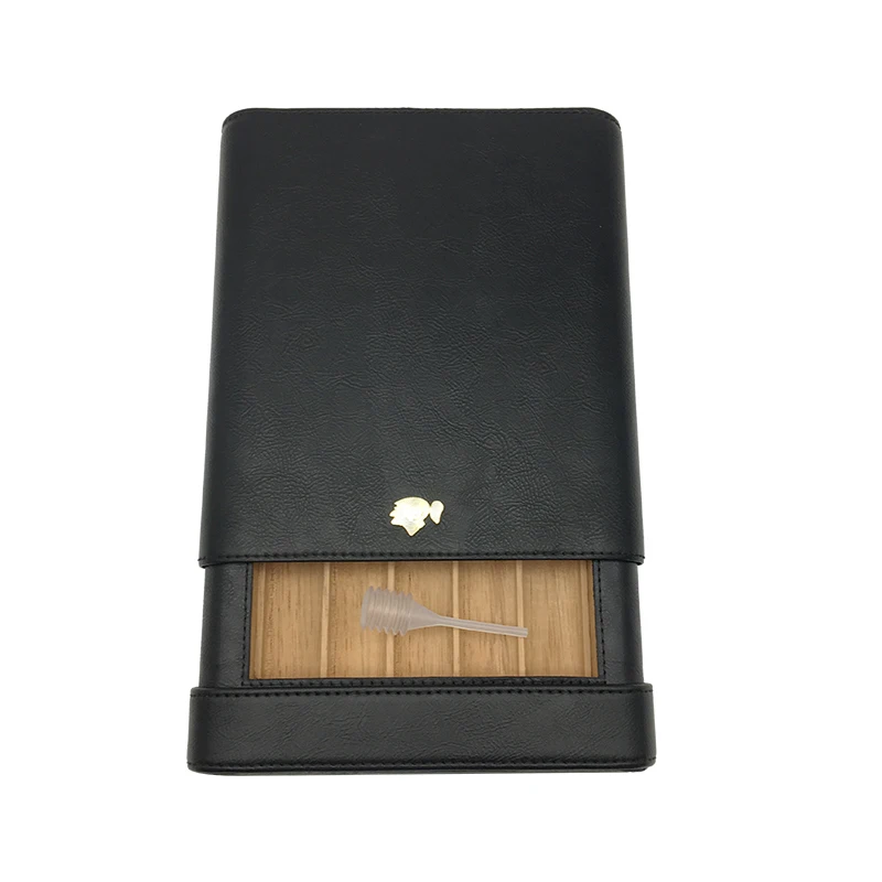 COHIBA Best Humidor Black Leather and Wood lining 5 Tube Cigar Humidor with Free Box as Gift