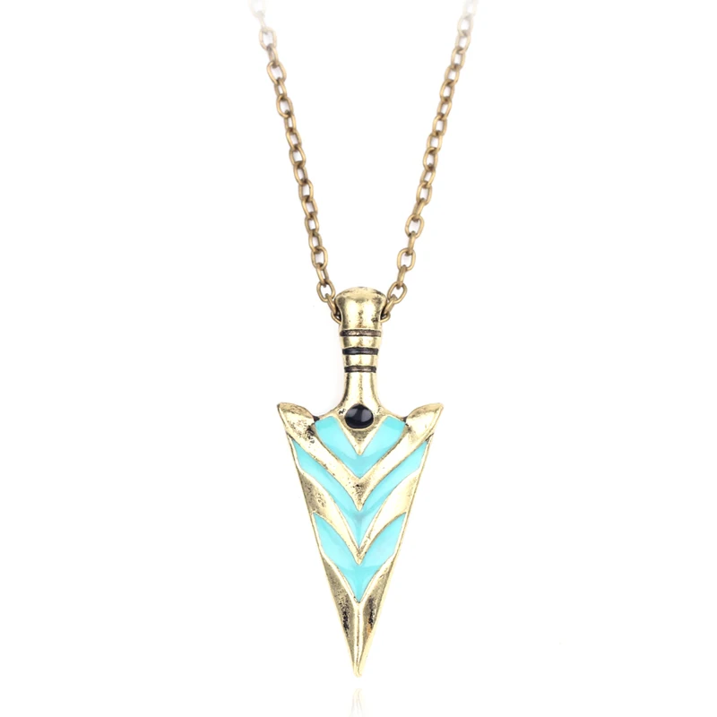 

Green Arrow Necklace GLOW in the DARK Long Necklace With Luminous Pike Pendants Gifts For Women High Quality Jewelry