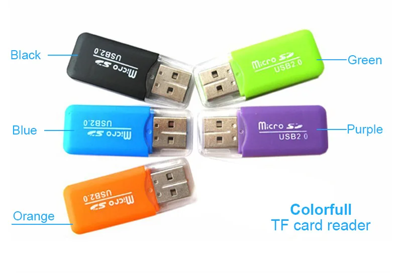 Портативный цветной высокоскоростной USB 2,0 Micro SD T-Flash TF устройство для чтения карт памяти, Microsd адаптер для флеш-накопителя USB