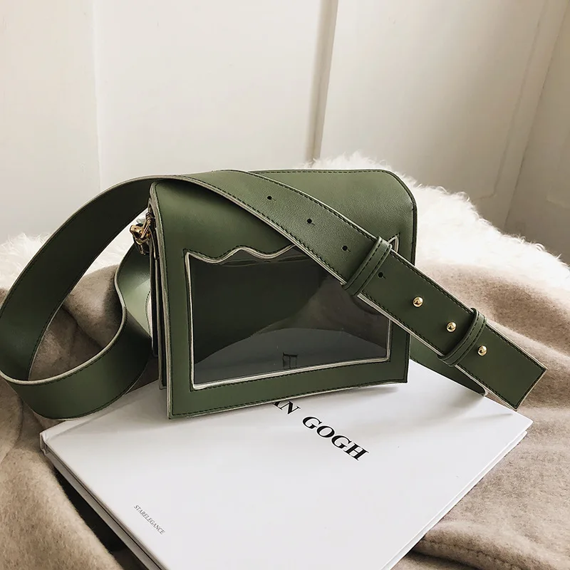 

2019 New Fasion Unique Design Small Transparent Window Small Square Bag Sweetness Lady Single Shoulder Bag Messenger Bag