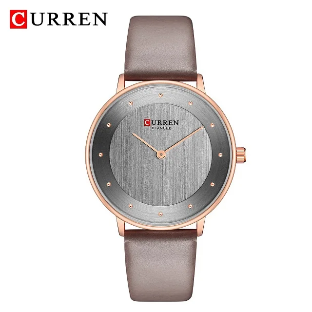 Curren-女性のためのピンクゴールドの時計,ファッショナブルな高級ブランド,革の腕時計,耐水性,フェミニン AliExpress 腕時計