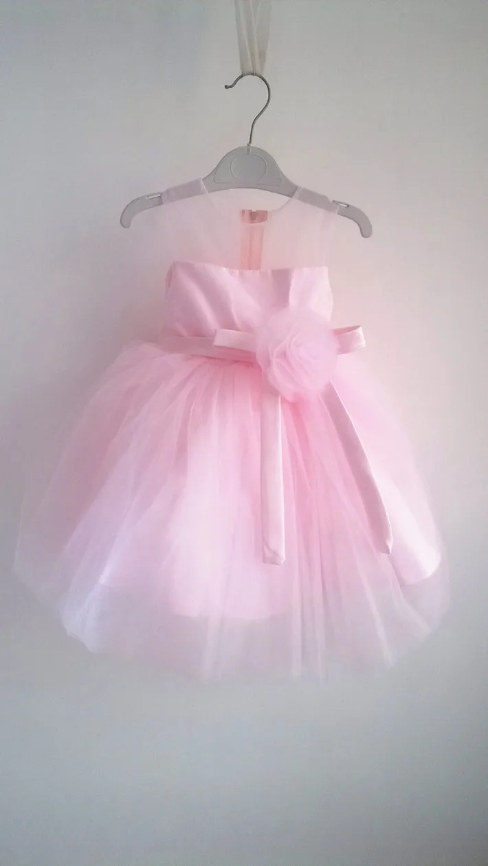 BABY WOW Pink Girls Dresses 1 Year Birthday Dress Girl Baby Christmas Gift Flower Girl Dresses