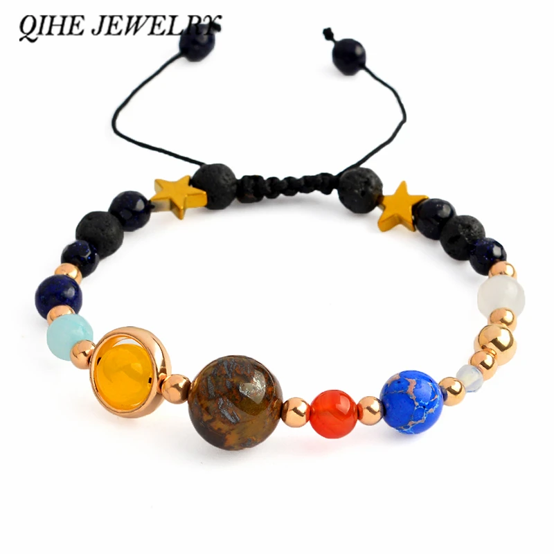 QIHE JEWELRY Beaded bracelet Solar system bracelet Galaxy Space jewelry Bracelet for men women unisex Planets gifts