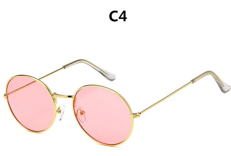 Ретро Круглые Солнцезащитные очки для женщин, фирменный дизайн, солнцезащитные очки для женщин, сплав, зеркальные солнцезащитные очки для женщин Oculos De Sol - Цвет линз: C4