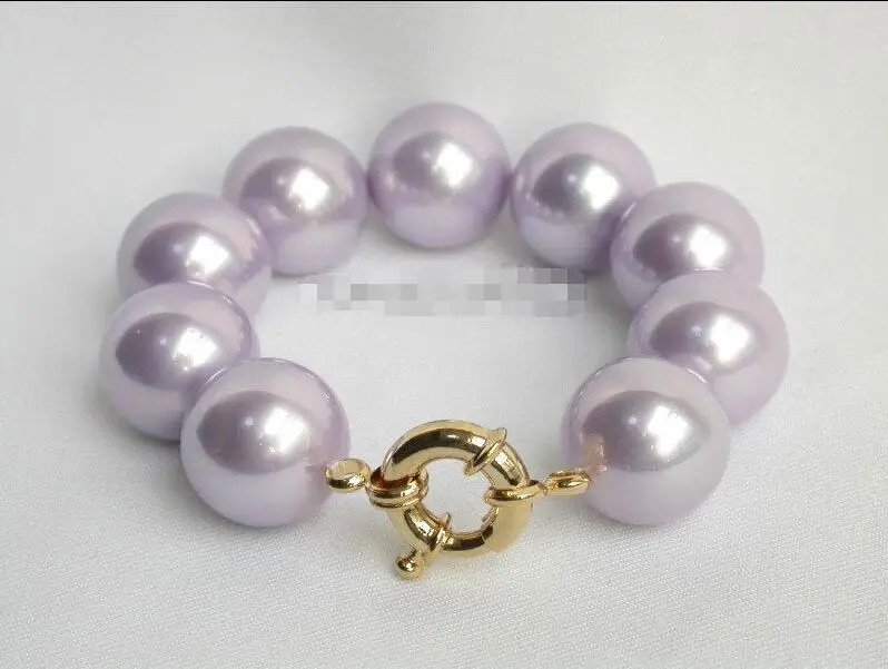 

Free shipping hot sale Women Bridal Wedding Jewelry >>Beautiful! 20mm round lavender shell pearls bracelet E839
