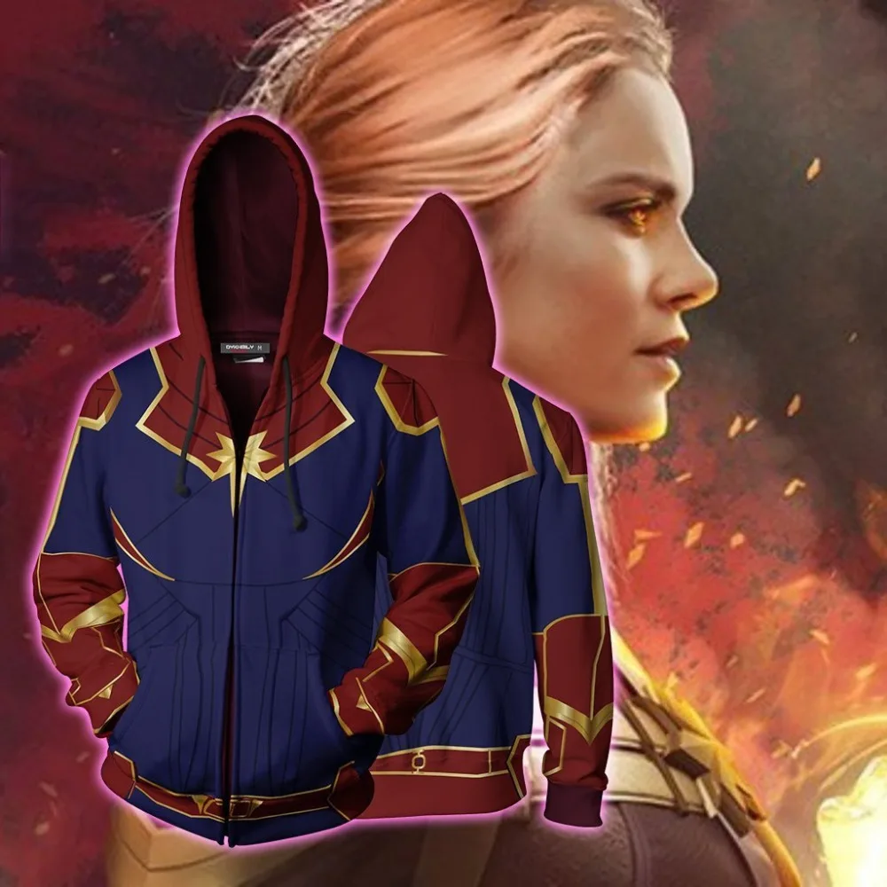 

2019 Movie Avengers Endgame Quantum Realm Sweatshirt Jacket Advanced Tech Hoodie Cosplay Costumes Captain Marvel Hoodies suit