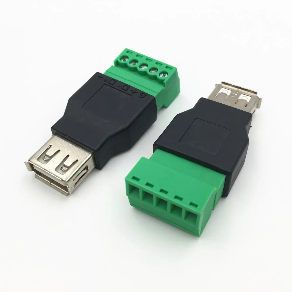 1 шт. USB 2 0 мужской/женский 5 Pin разъем с щит USB2.0 Тип К Винтовые клеммы штепсельной