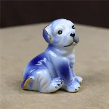 Cute Porcelain Bulldog Miniature Ceramic Pit Bull Doggy Figurine Trinket Craft Accessories for Home Decoration and Birthday Gift