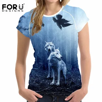 

FORUDESIGNS 3D Wolf Printed Women Summer T shirt Casual Short Sleeve Tops Tee Shirts Girls Brand O-neck Tee Shirts Ladies Tshirt