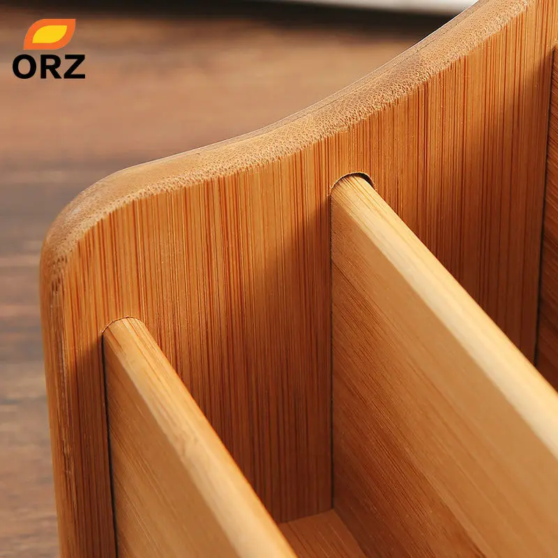 ORZ бамбуковая коробка для хранения 3 сетки Настольный органайзер пульт дистанционного управления Ювелирные изделия Макияж косметические коробки для хранения держатель корзина
