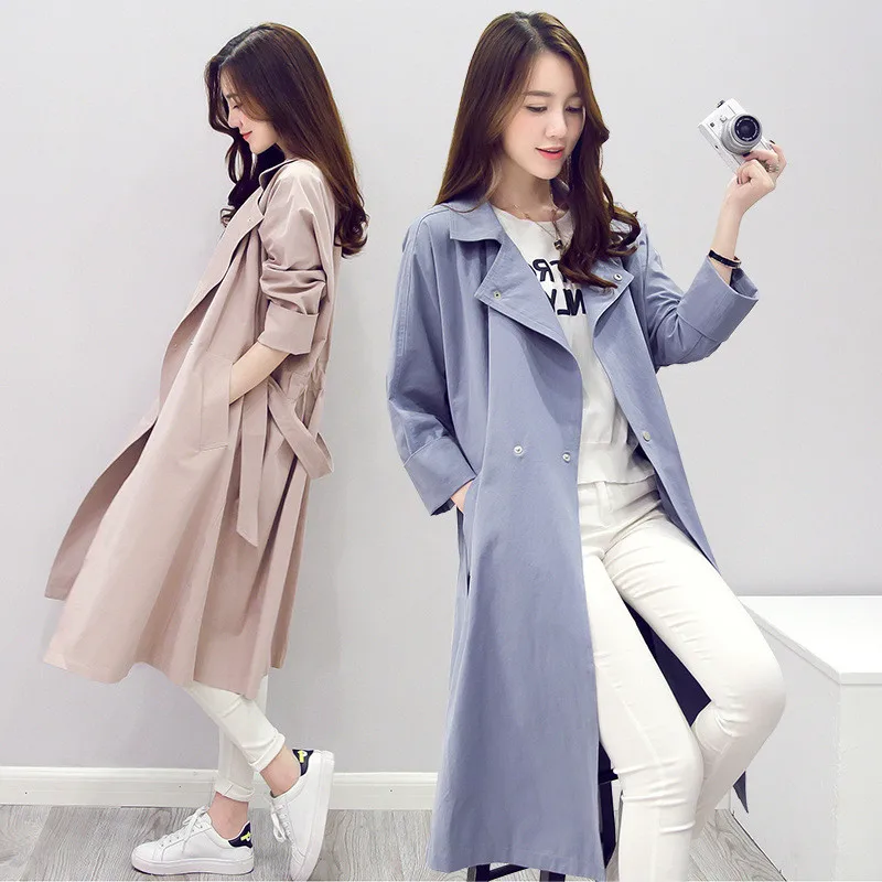 

2018 New Trench Coat For Women Turn-down Collar Women's Coats British Clothing Long Female Spring Autumn Womens Windbreaker A686
