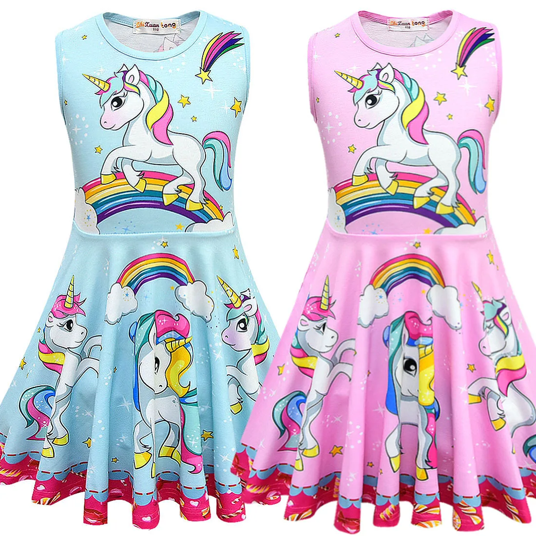

Girls Unicorn Dresses Girls Sleeveless Dress Princess Party Clothing Children Beautiful Dress Clothes
