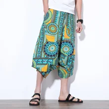 Лето китайский стиль Для мужчин свободные льняные шорты по колено шаровары мужские бермуды Повседневное доска короткие штаны M-5XL