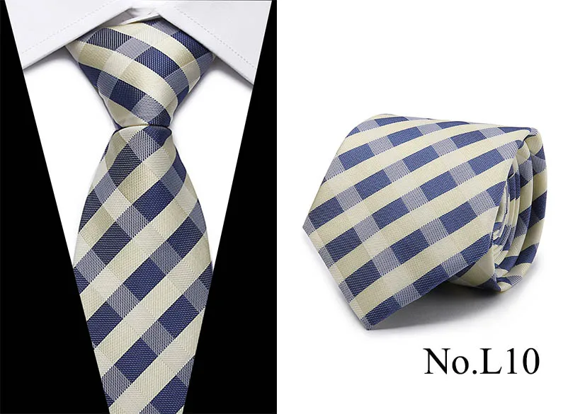 49 цветов Классический 7,5 см галстук для мужчин шелковый галстук роскошные полосатые тонкие галстуки для мужчин костюм галстук для свадебной вечеринки - Цвет: L10