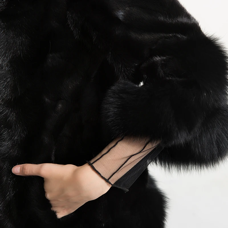 Bf Tricoté c0533 Vison Fourrure Femelle De Luxe Manteau Fursarcar Véritable D'hiver Naturel Réel Manteaux Femme Lady Veste nUqIZaH
