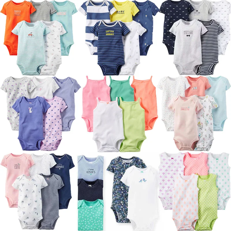 

5 Pcs/Lot 2018 Summer Baby bebe kids Boy Rompers Baby Girls Short Sleeve O-Neck Cotton Climbing Clothes Jumpsuits