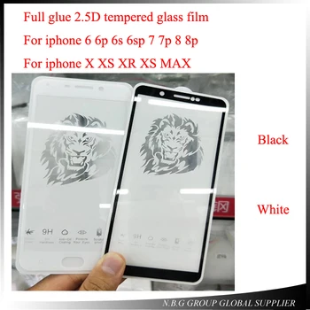 

100pcs/lot 2.5D Full Glue covered Tempered Glass Screen Protector for iphone XS MAX/XR/8plus/7 plus/6 plus/6S With Backplane