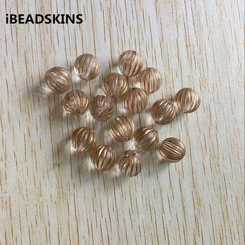 

12mm 500pcs or so/lot clear acrylic gold striped shape Round Beads for Jewelry DIY #4392 (Design as shown)