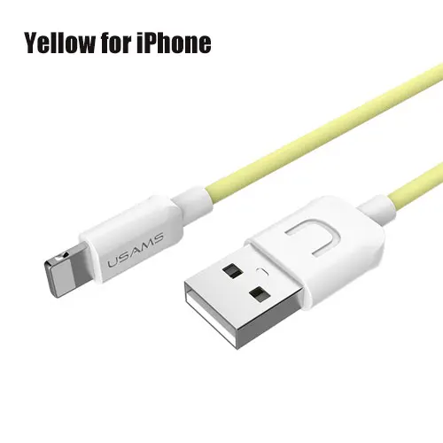 USAMS USB кабель для передачи данных для iPhone Micro usb type C кабель для мобильного телефона для освещения 2A кабель для быстрой зарядки USB C microusb type-c - Цвет: Yellow for iphone