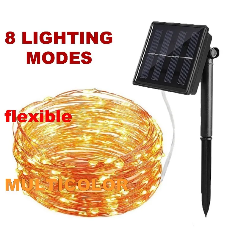 

8 modes multicolor Solar String Lights 20M 200 LED Wire String Fairy Lights Waterproof Christmas Solar Power Lamp For Garden De