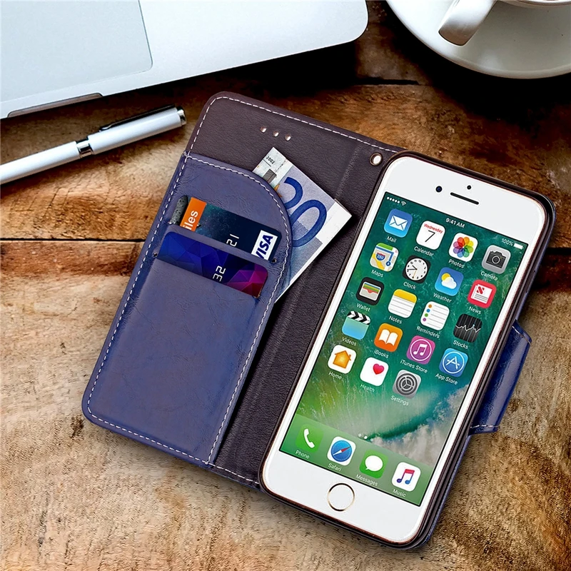 

Business Style Flip Case for iPhone 6S 6 5S PU Leather Soft Silicon Wallet On Cover for iPhone 6 Plus iPhone 7 7 Plus Case Coque