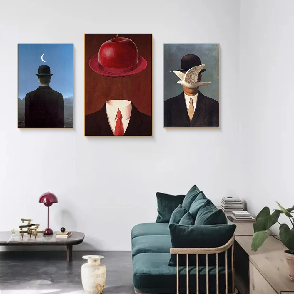 

Magritte Artist Oil Painting Print On Canvas Retro Nordic Wall Art Picture for Living Room Fashion Art Modern Home Decor Posters