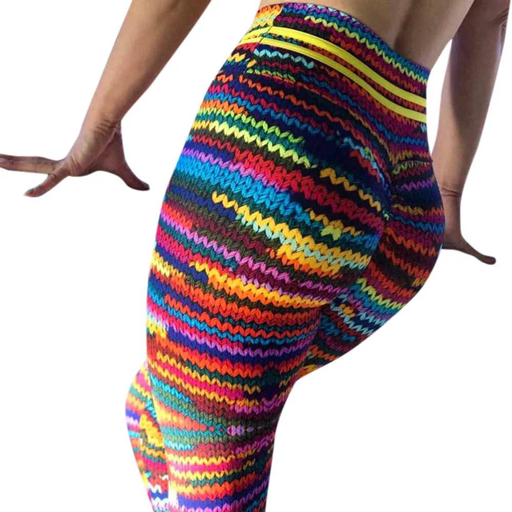 Women High Waist Workout Fitness Leggings Running Gym Stretch Sports Rainbow Leggins Funny Elastic Hot Leggings - Цвет: Многоцветный