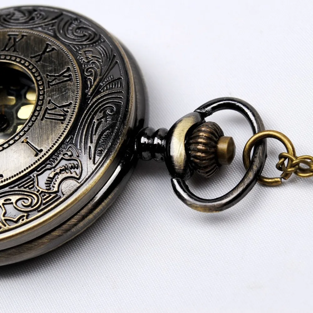 Винтажные бронзовые карманные часы в стиле стимпанк, кварцевые карманные и брелоки часы с цепочкой для мужчин и женщин