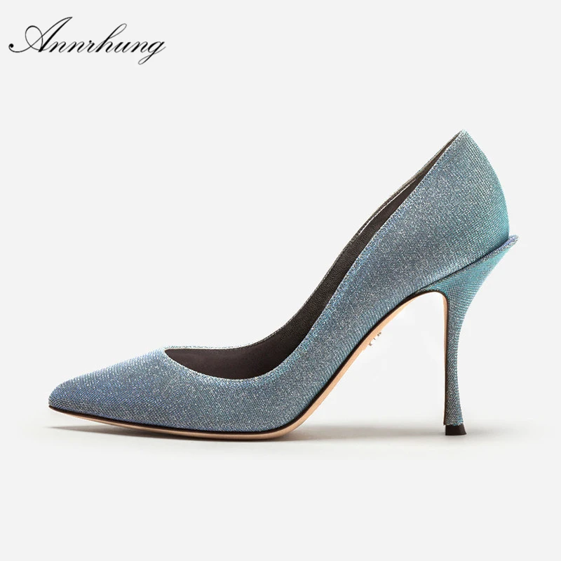 

Concise OL Style High Heel Working Shoes Women Elegant Pointed Toe Stiletto Heels Glitter Sequin Thin Heel Pumps For Women