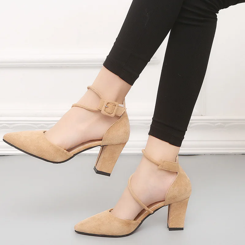 

2019 Women's High Heel Women's Fashion Wedding Party Shoes Fashion Women's Shoes Square Pointed Ladies Large Size Shallow Shoes
