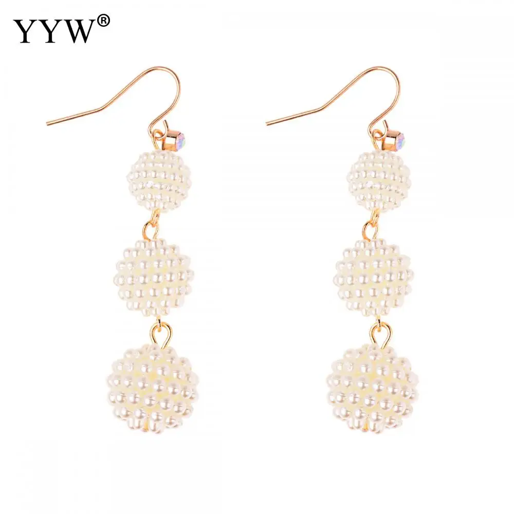 

Fashion Handmade Jewelry Long 3 balls Earrings Sexy Pearl Beads Dangle Earring For Bridemaids Women Wedding Gift
