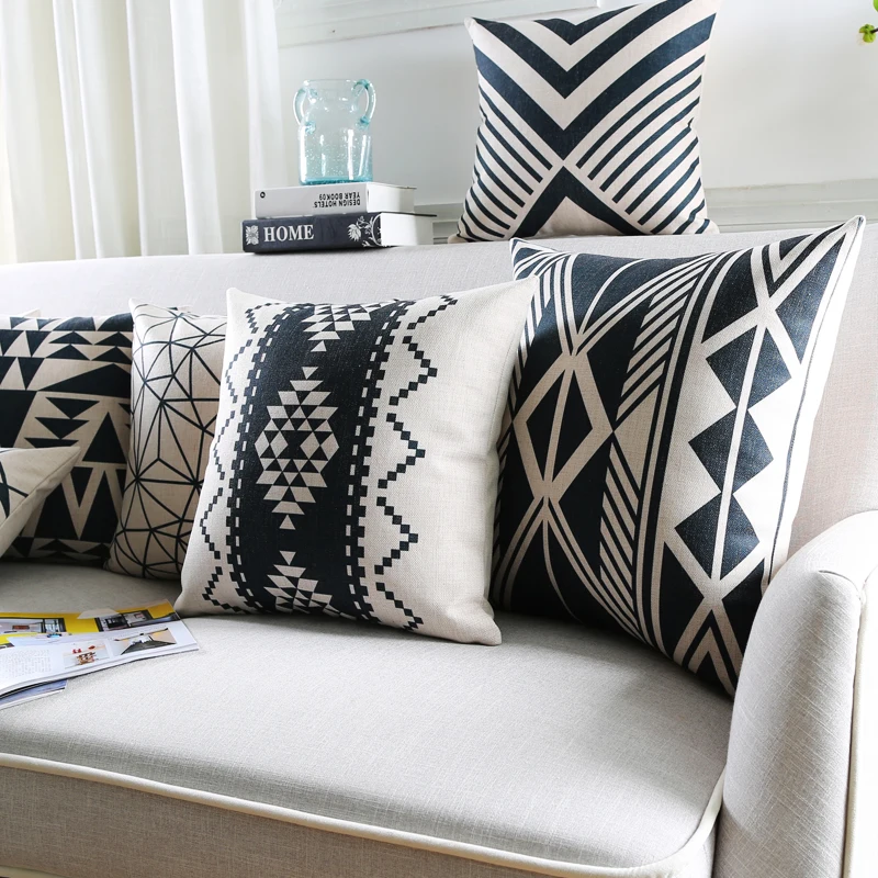 Nordic Style Cushion Cover Home Decor Geometric Throw Pillows Cases Black and white Decorative ...